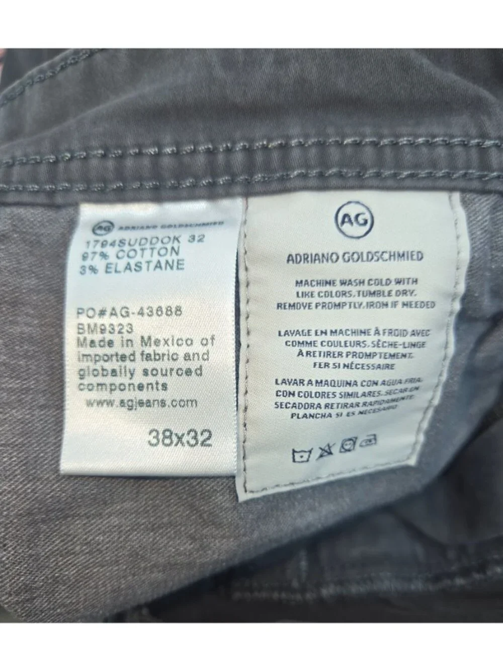 AG Adriano Goldschmied Mens The Everett Slim Gray Pants 38x32